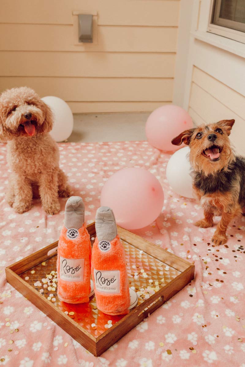 ZippyPaws Happy Hour Crusherz - Interactive Dog Toys to Keep Them Busy, Squeaky Plush Pet Toy for All Breeds, for Small, Medium, & Large Dogs, Drink Themed Crinkle Water Bottle Toy - RosÃ© - Image 3